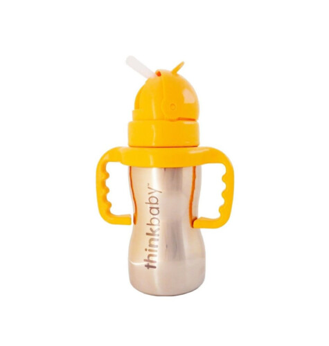 Thinkbaby Stainless Straw Bottle Orange 9oz 260ml
