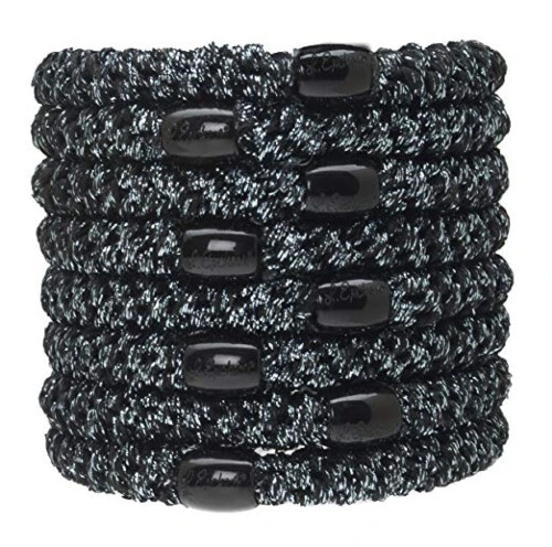 L.Erickson Grab & Go Ponytail Holders Set of Eight - Graphite Metallic