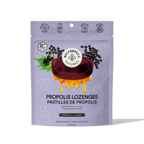 BeeKeeper's Naturals Propolis Lozenges - Elderberry 14 Lozenges