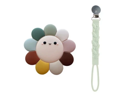 Loulou Lollipop Daisy Silicone Teether - Daisy Rainbow