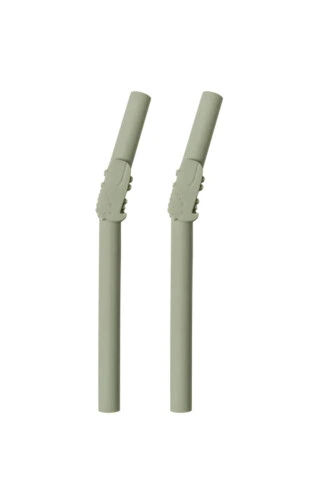 Loulou Lollipop Kids Silicone Straw (Pack of 2) - Born To Be Wild - Alligator