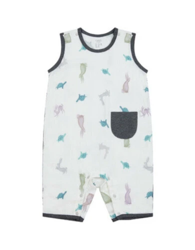 Nest Designs Bamboo Pima Sleeveless Romper - The Tortoise & The Hare - 3M-6M