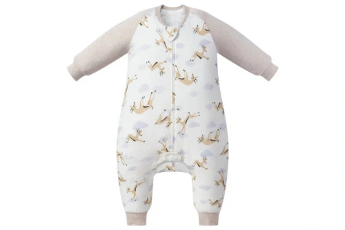 Nest Designs Raglan Bamboo Long Sleeve Footed Sleep Bag 2.5 TOG - Gazelle Sky - 3T-4T