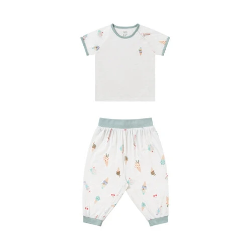 Nest Designs Short Sleeve Play Set (Avocado Bamboo) - Ice Cream Summer 2T-3T