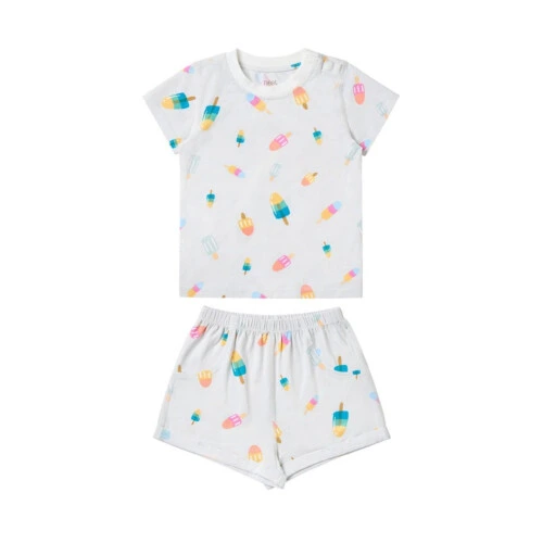 Nest Designs Short Sleeve Two-Piece PJ Set (Bamboo Jersey) - Summer Pops 2T-3T