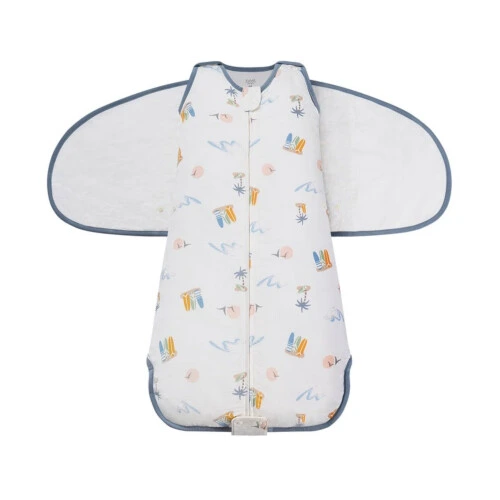 Nest Designs Swaddle Sleep Bag 0.5 TOG (Organic Cotton) - Pastel Waves 0-6M