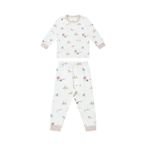 Nest Designs Two-Piece Long Sleeve PJ Set (Bamboo Jersey) - Beach Daze 2T-3T