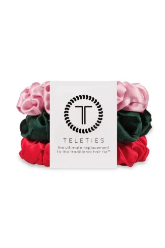 TELETIES Silk Scrunchies Large - Poinsettia