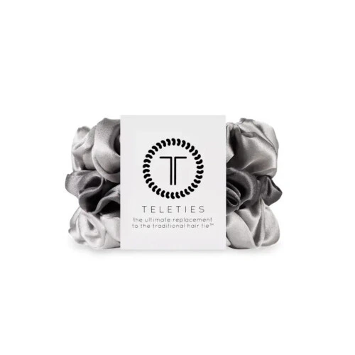 TELETIES Silk Scrunchies Large - Silver Frames