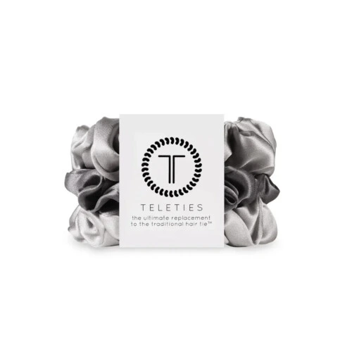 TELETIES Silk Scrunchies Small - Silver Frames