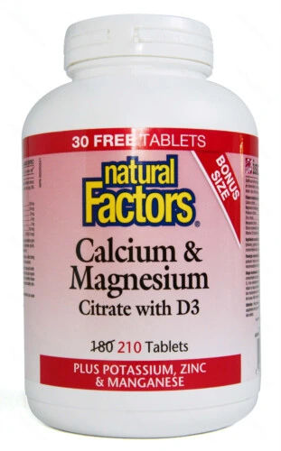 Natural Factors Calcium & Magnesium Citrate with D3, Zinc, and Potassium 210 Tablets @#