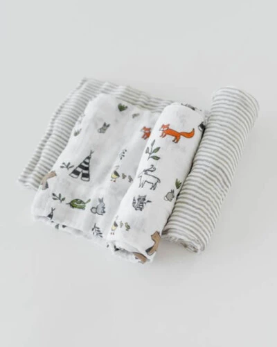 Little Unicorn Organic Cotton Muslin Swaddle 2 Pack Forest Friends