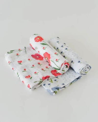 Little Unicorn Organic Cotton Muslin Swaddle 2 Pack Summer Poppy
