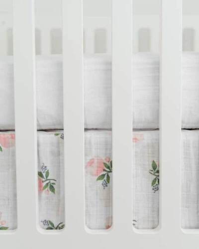 Little Unicorn Cotton Muslin Crib Skirt Watercolor Rose
