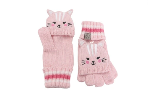 FlapJack Komplet Knitted Fingerless Gloves with Mitten Flaps - Cat 4-6Y