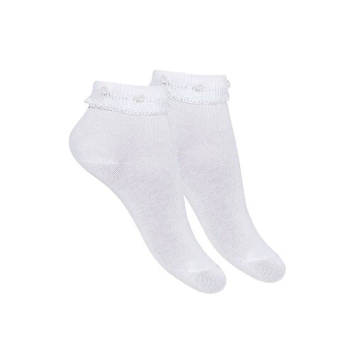 Condor Floral Ankle Socks With Folded Cuff Blanco 200 (White)