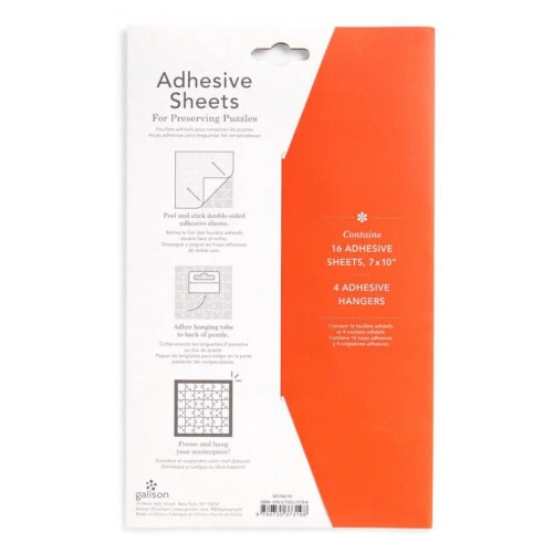 Galison Puzzle Glue Sheets - Preserve Two X 1000 Piece Puzzles, Sixteen 7 x 10” Adhesive Sheets and 4 Adhesive Hange