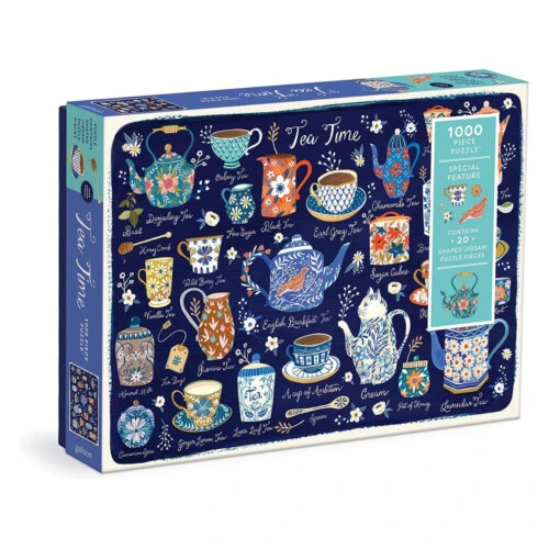 Galison Tea Time 1000 Piece Puzzle with Shaped Pieces