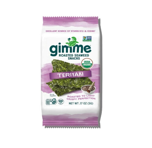 gimMe Organic Premium Roasted Seaweed Snack - Teriyaki 5g x 6 Bags
