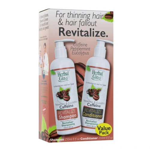Herbal Glo Revitalize Shampoo & Conditioner - Caffeine 2x250ml (VALUE PACK)