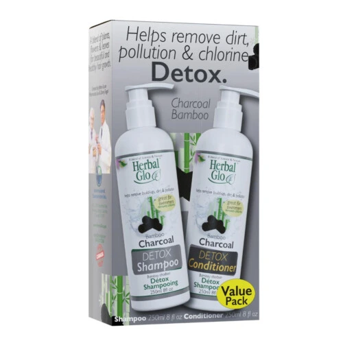 Herbal Glo Detox Shampoo & Conditioner - Charcoal 2x250ml (VALUE PACK)