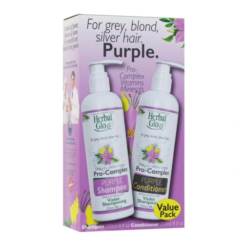 Herbal Glo Purple Shampoo & Conditioner - Pro-Complex 2x250ml (VALUE PACK)