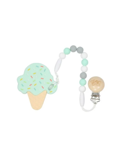 Glitter & Spice Ice Cream Cone Teether - Cotton Candy