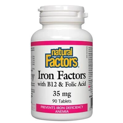 Natural Factors Iron Factors with B12& Floc Acid 90 Tablets