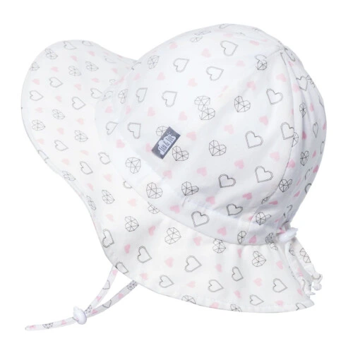 Jan & Jul Kids Sun Hat Cotton Floppy Hat - Diamond Hearts - M