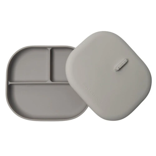 Loulou Lollipop Divided Plate with Lid - Silver Grey