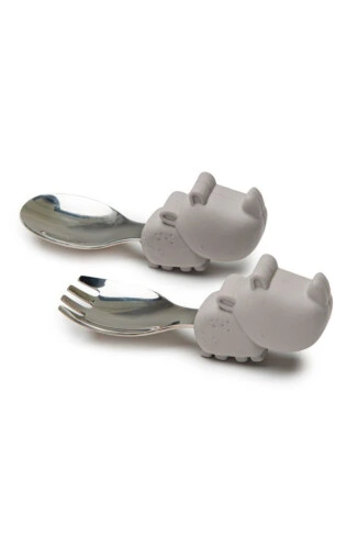 Loulou Lollipop Learning spoon and fork set - Born to be Wild - Rhino