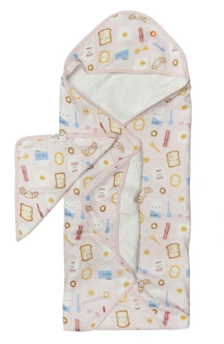 Loulou Lollipop Hooded Towel Set - Breakfast Pink