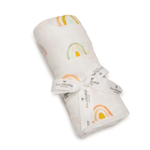 Loulou Lollipop Muslin Swaddle - Pastel Rainbow