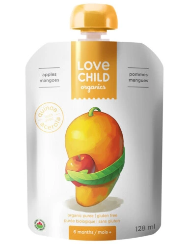 Love Child Organics Apples & Mangoes Organic Puree 125ml Gluten Free