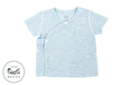 Nest Designs Basics Bamboo Cotton Kimono Short Sleeve T-Shirt - Mist 0-3M