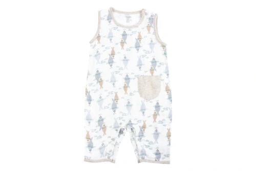 Nest Designs Bamboo Pima Sleeveless Romper - Ocean Float 12-18M
