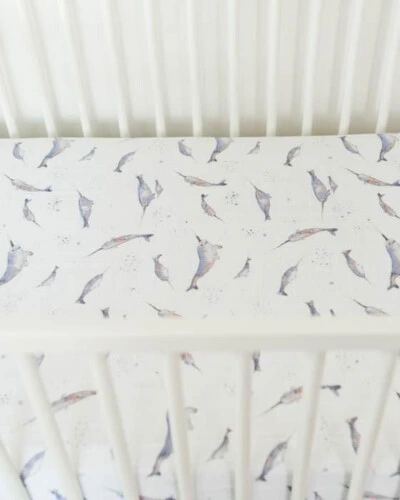 Little Unicorn Cotton Muslin Crib Sheet Narwhal