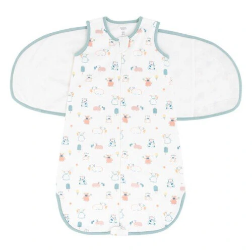 Nest Design Organic Cotton Swaddle Sleep Bag 1.0 TOG - Summer Graze 0-3M
