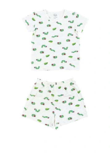 Nest Designs Bamboo Jersey Two-Piece Short Sleeve PJ Set - Eric Carle Curly Caterpillar 18M-24M