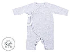 Nest Designs Basics Bamboo Cotton Kimono Long Sleeve Romper - Grey Dawn 0-3M