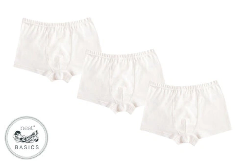 Nest Designs Basics Organic Cotton Ribbed Boys Boxer Briefs Underwear 3 Pack White 4T-5T