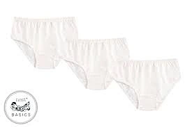 Nest Designs Basics Organic Cotton Ribbed Girls Briefs Underwear 3 Pack White 5T-6T