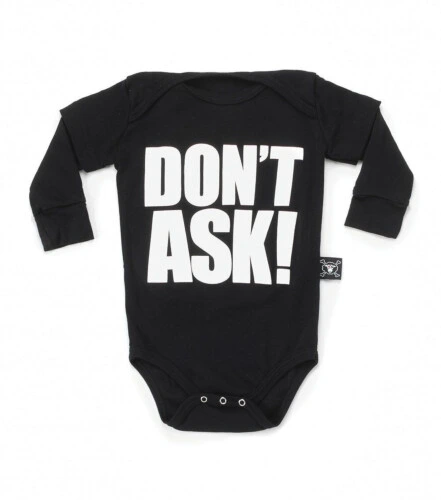 Nununu Don't Ask Patch Onesie - Black 0-6M