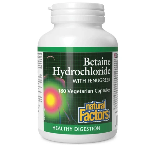 Natural Factors Betaine Hydrochloride with Fenugreek 180 Veg Caps