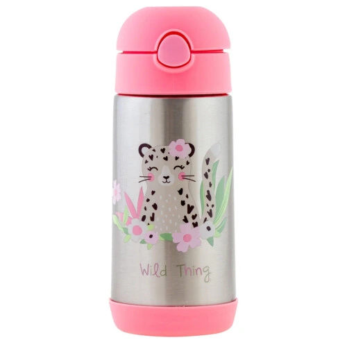 Stephen Joseph Double Wall Stainless Steel Bottles - Leopard 11.8oz 350ml