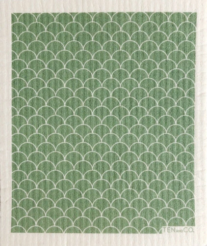 Ten and Co. Scallop Sage Sponge Cloth