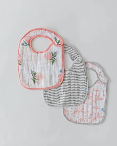 Little Unicorn Cotton Muslin Classic Bib 3 Pack Watercolor Rose