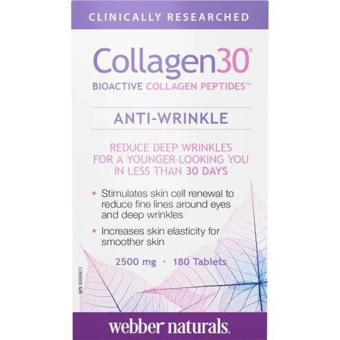 Webber Naturals Collagen30 Anti-Wrinkle 2500mg 180Tablets @