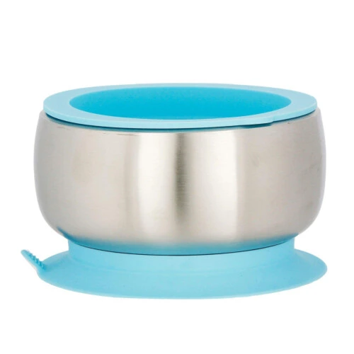 Avanchy Stainless Steel Stay Put Suction Bowl Blue