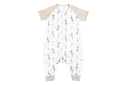 Nest Designs Raglan Bamboo Pima Short Sleeve Footed Sleep Bag 0.6 TOG - Ocean Float 6M-18M